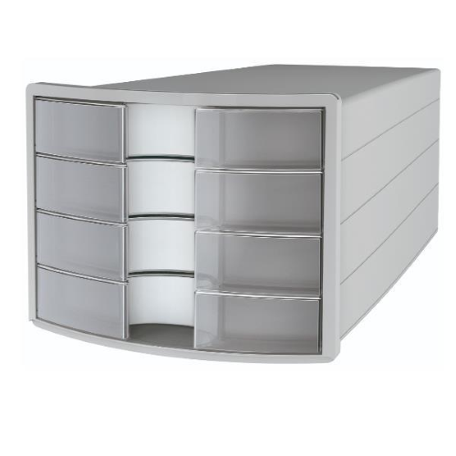 HAN IMPULS - Cassettiera - 4 cassetti - per A4, C4 - grigio chiaro, traslucido chiaro